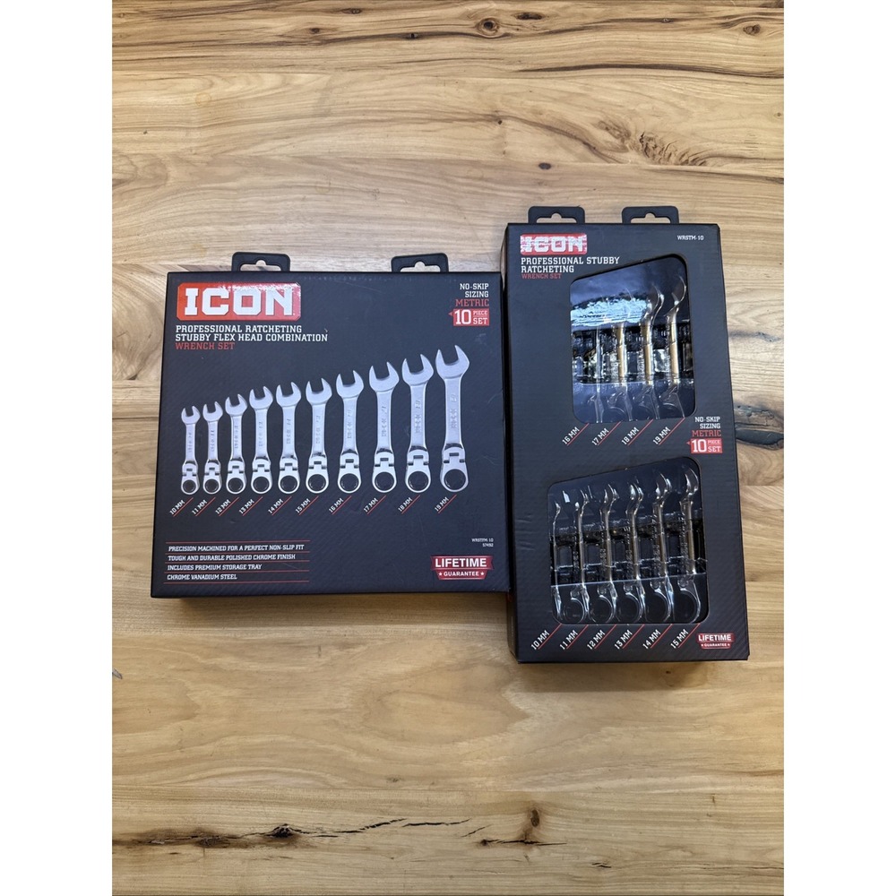 Icon Tools Ratcheting Wrench Set Bundle Of 2 - Stubby Flex, Stubby Ratcheting
